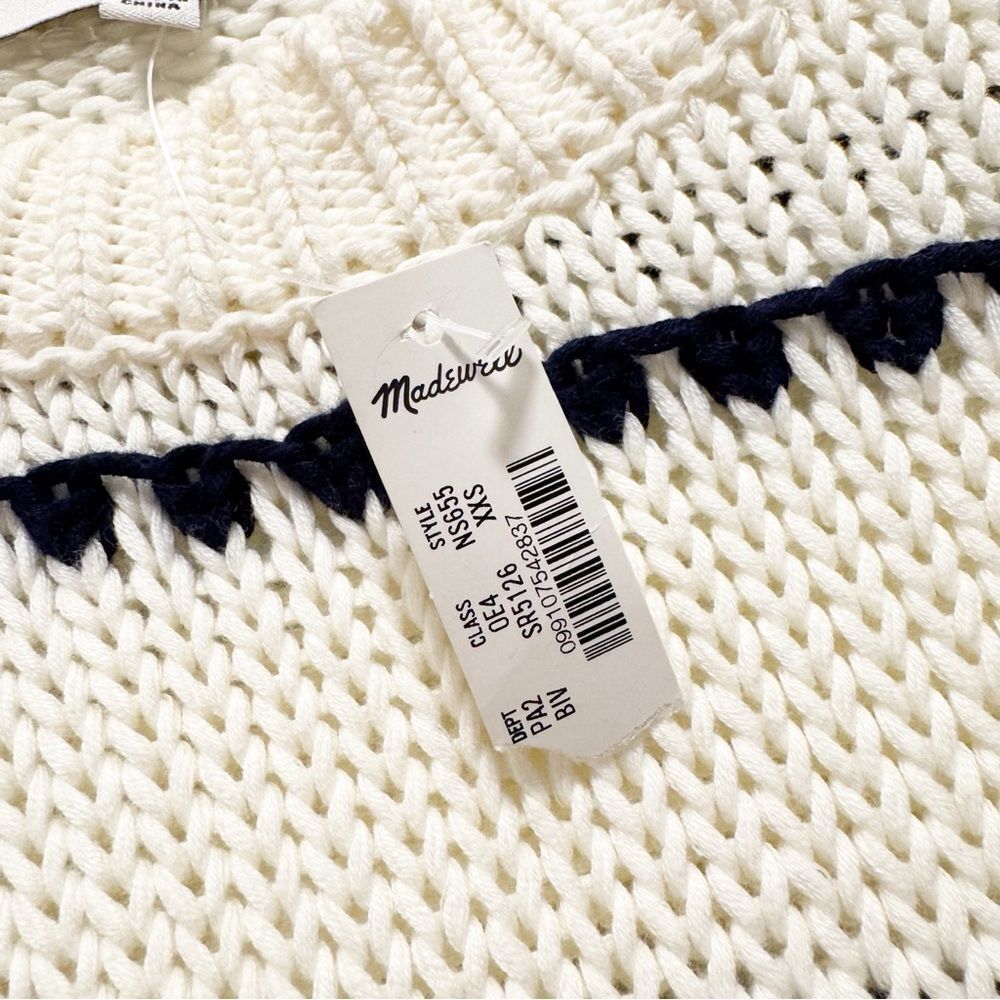 Madewell Textured Cotton Crewneck Sweater in Stripe - Size XXS - Picture 5 of 5